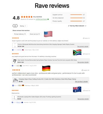 Kabelschleife aus Edelstahl mit Haken für Hängedrahtsysteme