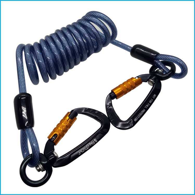 Metal Spring Coil Safety Tool Lanyard High Durability Carabiner Easy Installation Anti Fall Rope for Industrial Outdoor Working