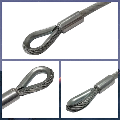Fabrik-Direktverkauf Stahldrahtseil-Lanyard-Kabel Stahldrahtseilbaugruppe 3 mm PVC-beschichtetes Drahtseil mit Schlaufen
