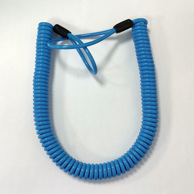Elastische Schnur-Spirale umwickelte Drahtseil-Werkzeug Lanyard With Plastic Sleeves