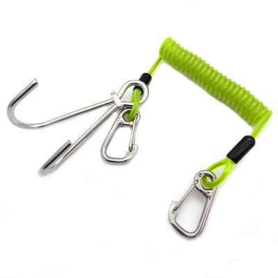 Berufssicherheit der sporttauchen-gewundene hohen Qualität gewundene PU umwickeln Stahlhaken-Kabel Lanyard With Carabiners