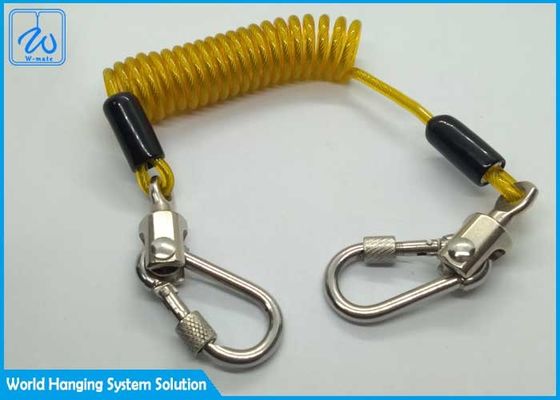 Gelber Drahtring Lanyard With Locking Screwgate Carabiner für Endtropfen-Werkzeuge